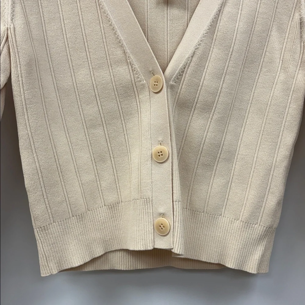 NWT J. Crew Supersculpt V-Neck Ribbed Cardigan Button-Up Sweater Cream Small
